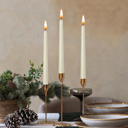 Axiom Candles - 10 Inch Dripless - Ivory Taper Candle Smokeless Tall Candle Sticks - 9 Hour Burn Time - Tapered Candles for Home, Dinners, Weddings, Parties (Unscented Pack of 10)