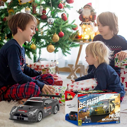Dollox RC Drift Car 1/16 Scale Remote Control Car 2.4GHz 4WD 30+KM/H High Speed Vehicle with LED Lights Extra Drifting Tires Racing Black Vehicle Toys Birthday Gifts (191AB)