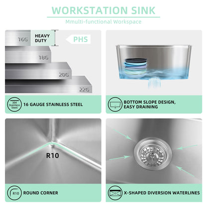 32 inch Workstation 32 * 19 Single Bowl