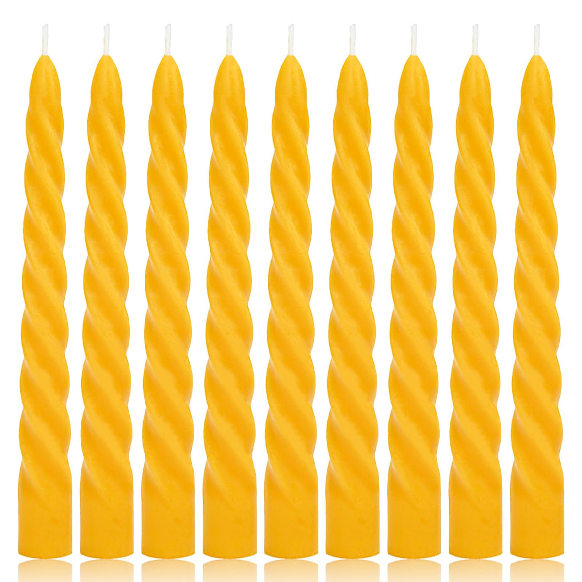 16 Pack Beeswax Taper Candles 7 inch Spiral Beeswax Candles 7 Hours Burning Natural Pure Bees Wax Candlesticks Unscented Smokeless Yellow Bees Wax Candles for Home Prayer