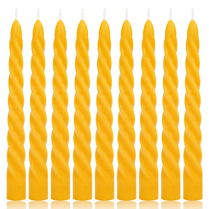 16 Pack Beeswax Taper Candles 7 inch Spiral Beeswax Candles 7 Hours Burning Natural Pure Bees Wax Candlesticks Unscented Smokeless Yellow Bees Wax Candles for Home Prayer