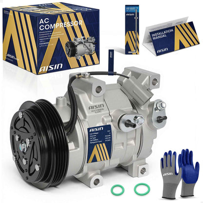 AISIN AFTERMARKET ACCT-00828 Air Conditioner AC Compressor - Compatible with Toyota Echo 2000-2005 - with 4-Pulley Groove, with Clutch