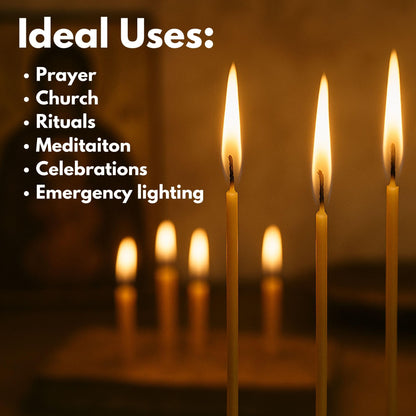 Luxora Pure Beeswax Candles - Honey-Scented, Decorative Thin Taper Candles - Ideal for Birthday Decoration or Church Prayers - Drip Free, Tall & Smokeless Pack of 45 pcs, (45, 6.5 x 0.22 in)