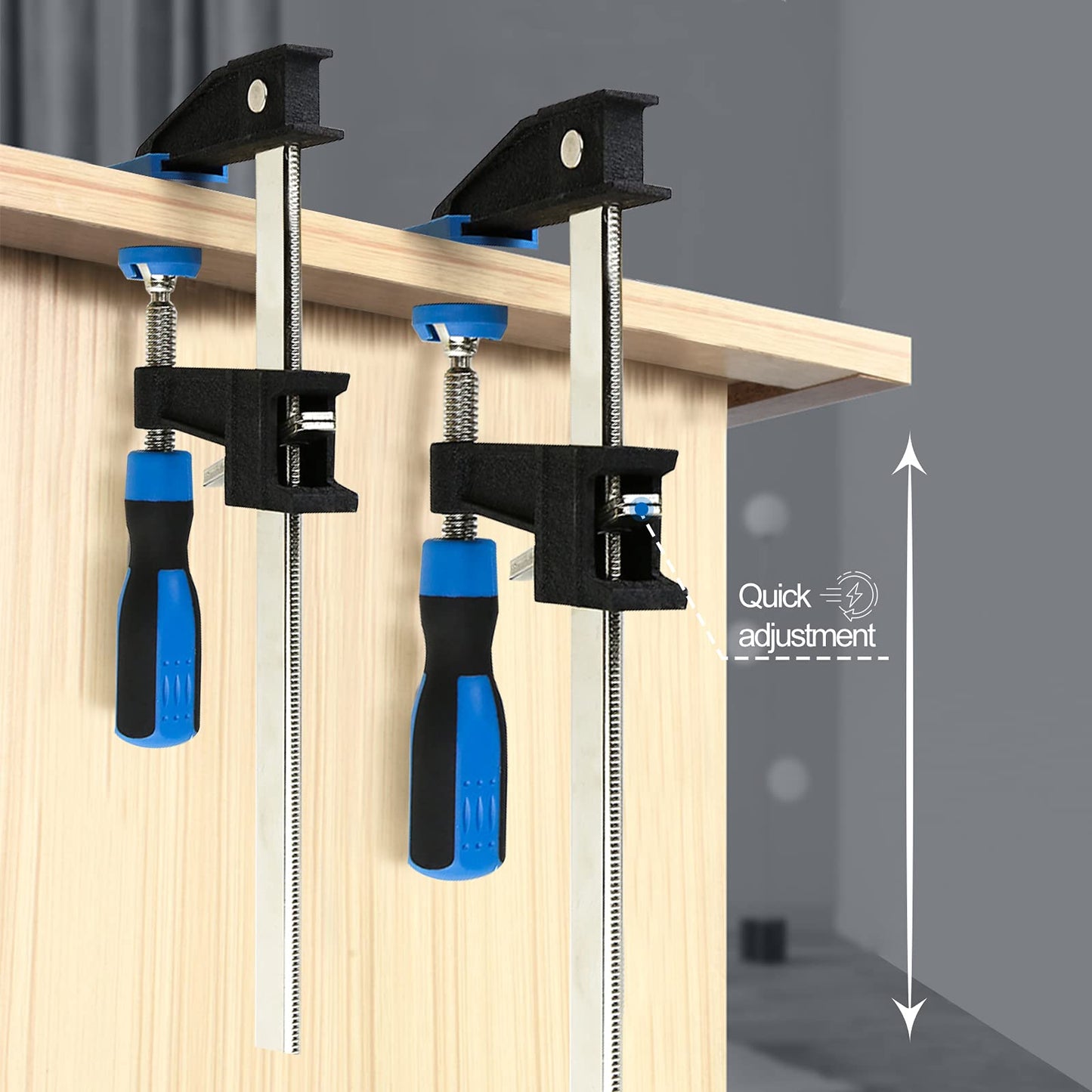 FASTORS Bar Clamps for Woodworking 24 Inch,2-Pack Wood Clamps Adjustable and Release Quickly,Throat Depth 2.5 Inch, Serrated Steel Rail,Bar Clamps Force 600 Lbs