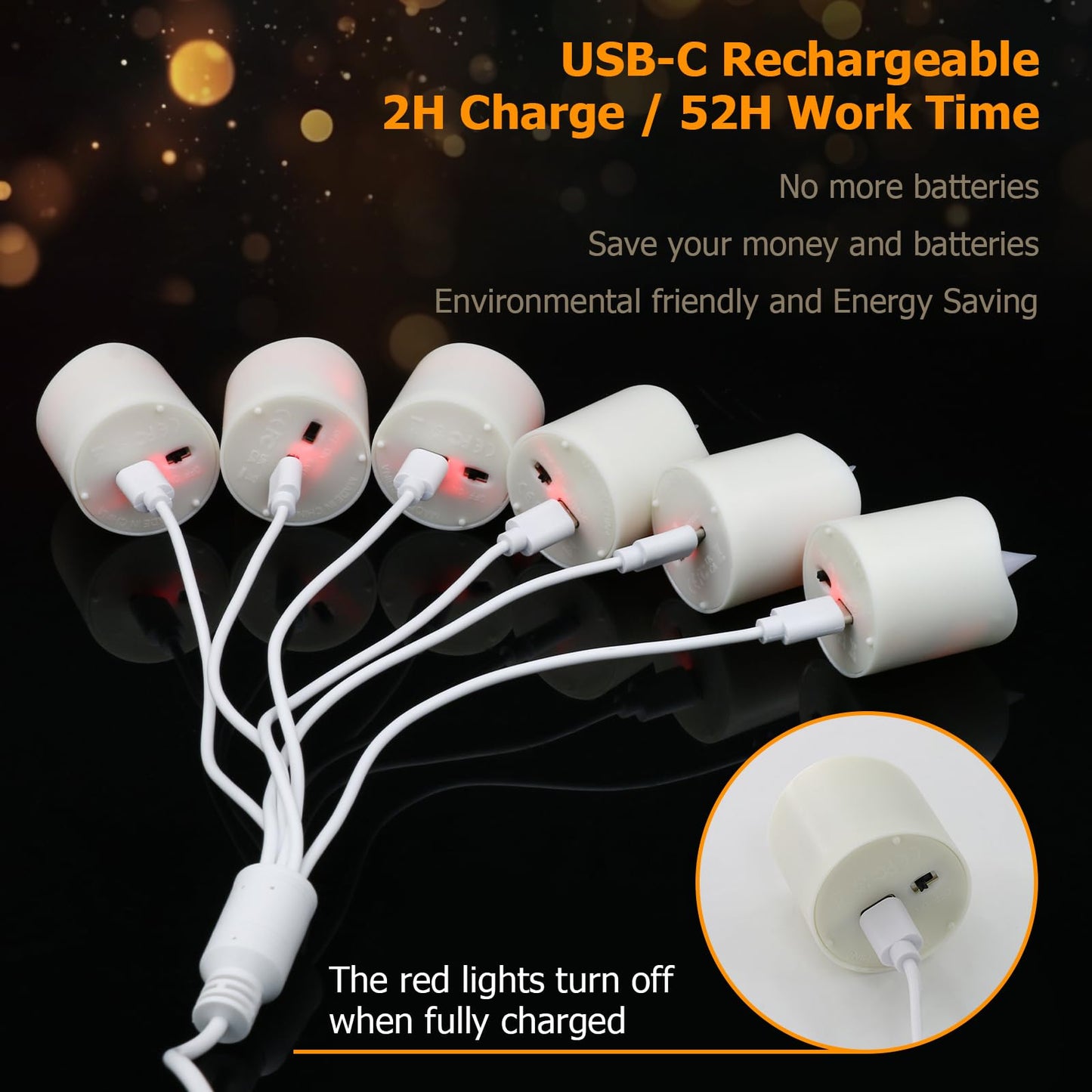 PChero Rechargeable Flameless Tea Lights Candles with Remote Timer, 12 PCS Flickering Electric Fake LED Votive Candles with 2 USB Charging Cables for Wedding Christmas Fall Home Decor