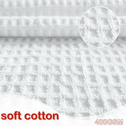 VOOVA & MOVAS White Dish Towels, Waffle Weave Kitchen Hand Towels 6PC - 100% Cotton | Soft | Absorb | Daily Use, Dish Towels for Kitchen，White Check with Yellow Stripe