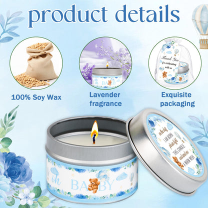 50Set Baby Shower Candle Party Favors Bear Lavender Scented Candles Bulk Favors for Guests Girl Boy Baby Shower Gender Reveal Party Gifts (Blue Bear)