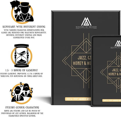 Masters of Mystery 1920s Roaring 20s Murder Mystery Dinner Party Game – Speakeasy Whodunnit Party Game for Adults – 4–20 Players