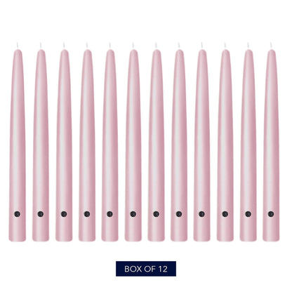 Colonial Candle Unscented Taper Candle, Handipt Collection, Persian Pink, 12 in, Pack of 12 - Up to 10 Hours Burn