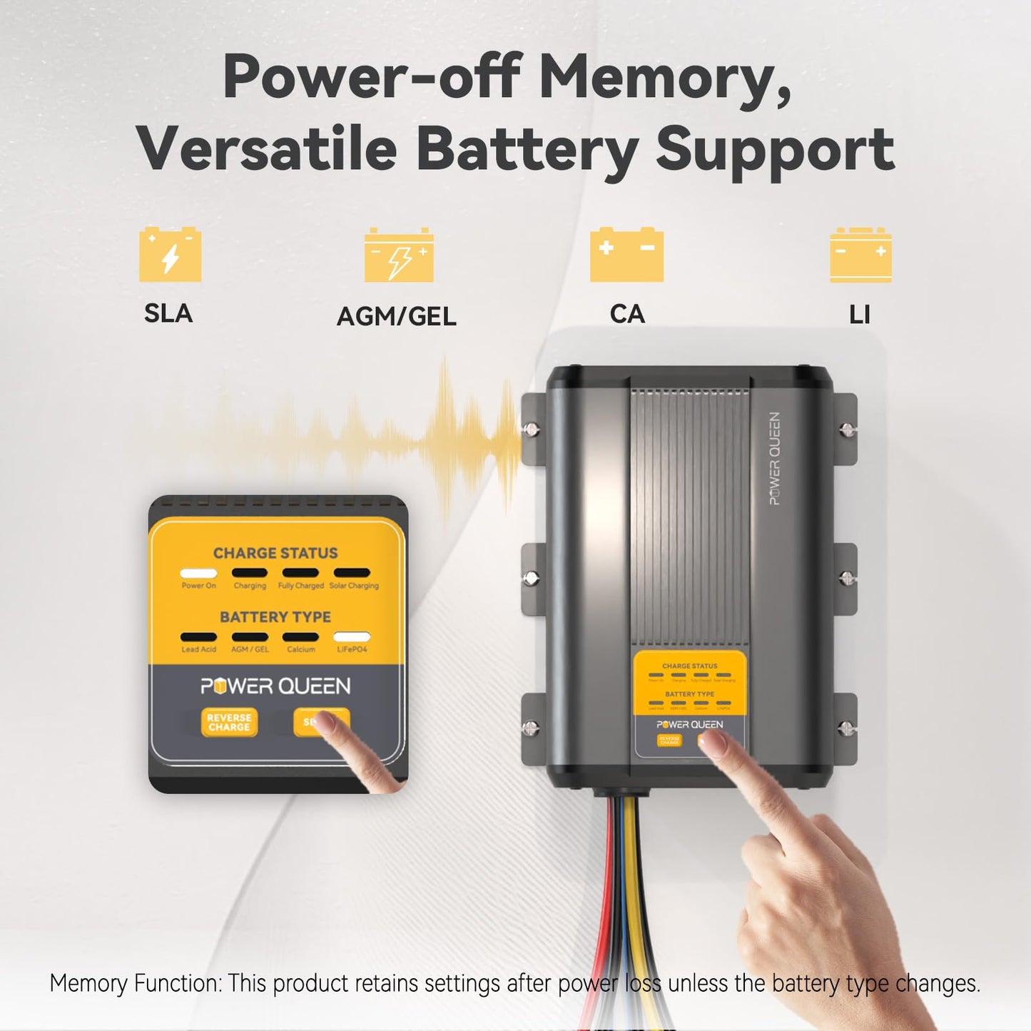 Power Queen 12V 40A DC to DC On-Board Charger for AGM, Gel, SLA, Lithium, Dual Input Battery Charger with MPPT, Anderson Connector Reverse Charge for Solar Panel and Alternator