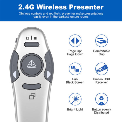 QUI Presenter Clicker USB A&C Bundle | Pen-Shaped Pink & Remote-Shaped Silver