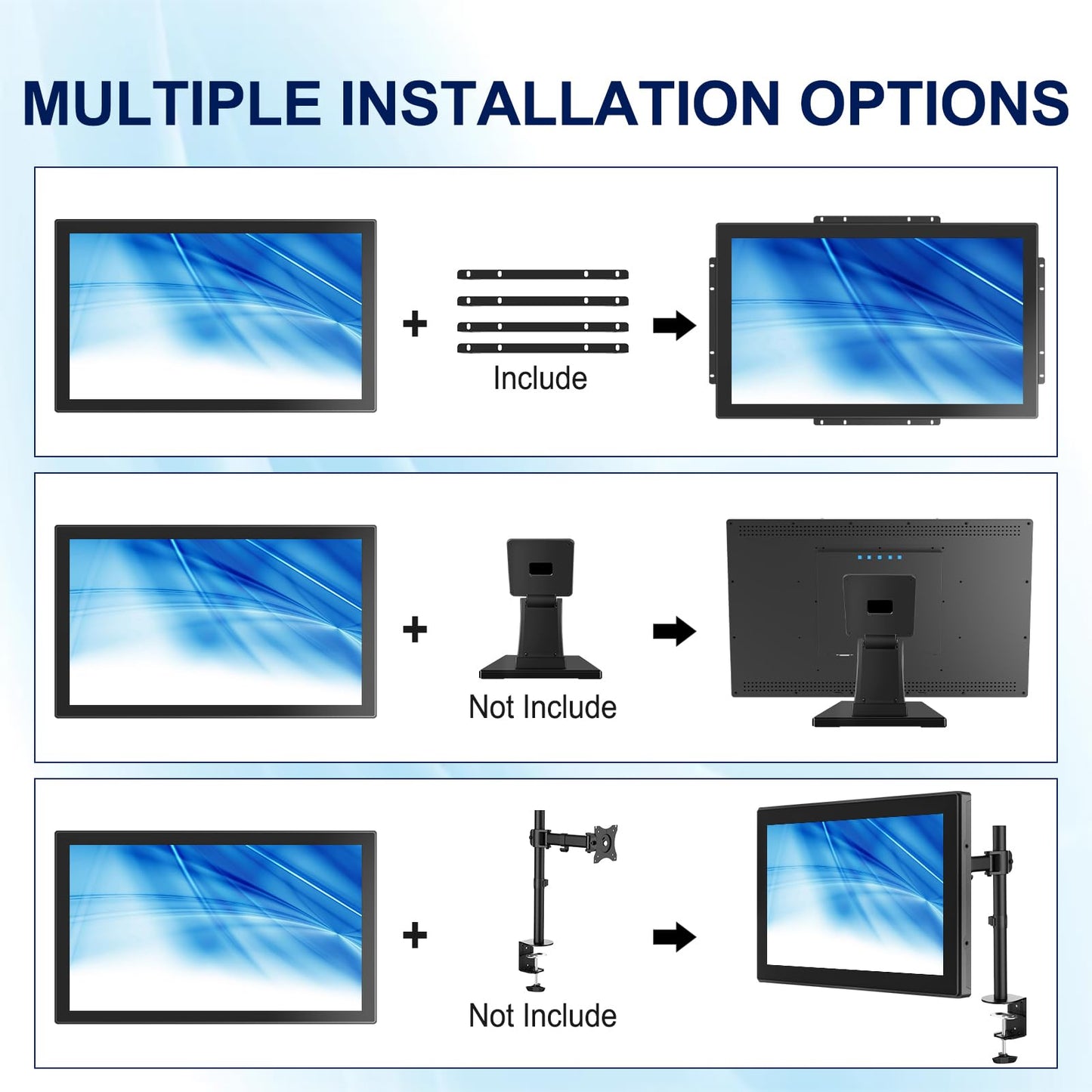 Bosunre 21.5 Inch FHD Capacitive Touch Screen Monitor,10-Point Multi-Touch Industrial Display with HD-MI,VGA,VESA Mounting Open Bracket Installation,Open Frame Touch Monitor