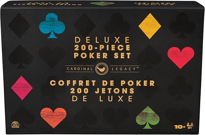 Spin Master Games Cardinal Legacy Deluxe 200-Piece Poker Set Premium Dual-Toned Poker Chips in Wooden Storage Case 2-10 Players for Ages 10 &amp Up