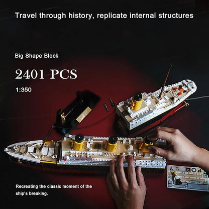 Model Set Ship Brick Set Gift for Adults and Kids 6+ with 2 Major Minifigures Compatible with Lego Sets STEM Big Shape Brick Set Ideal for Fans' Collection 2401 PCS