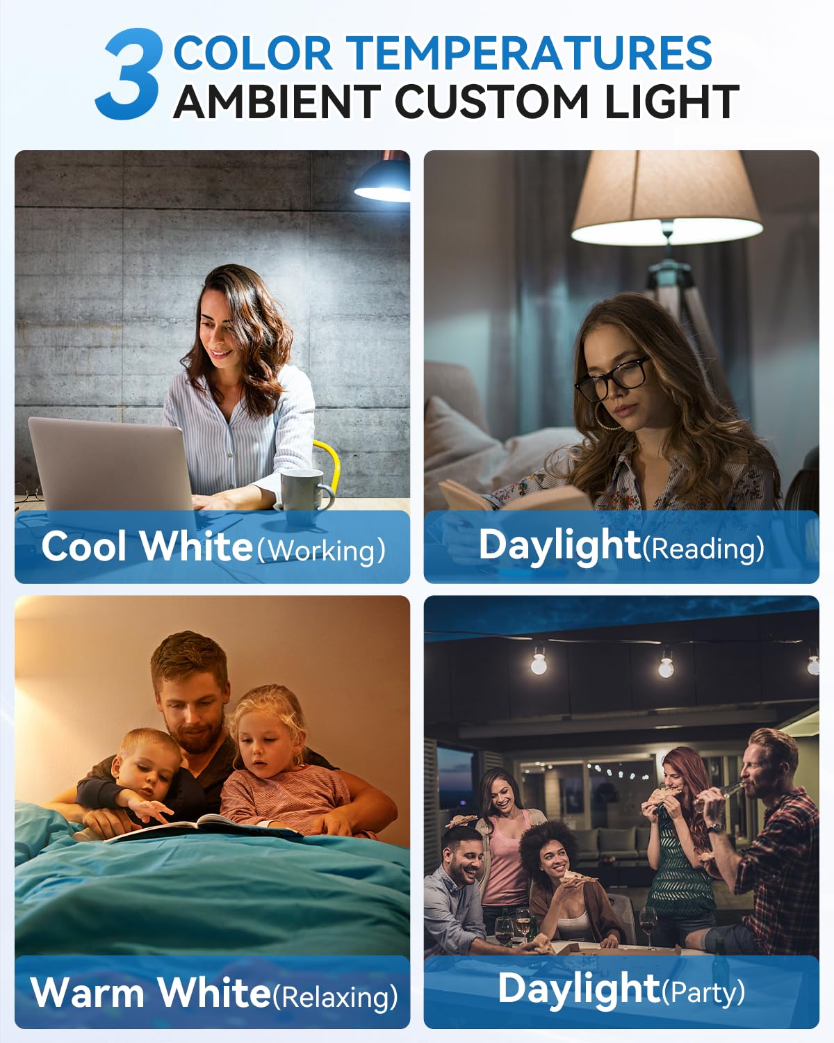 LUXKAZSAZZI WirelessGlow Rechargeable Light Bulbs with Remote, 3 Color Temperatures and Dimmable Battery Operated Light Bulbs, Touch Control + USB Rechargeable Battery Light Bulb, A19, 2 Pack