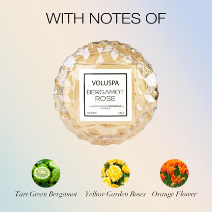 Voluspa Bergamot Rose, Macaron Candle, 1.8 oz, 15 Hour Burn Time, Coconut Wax for Clean Burning, Handcrafted in The USA