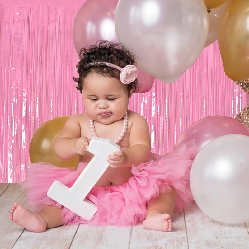 10 Pack Foil Curtain Pink Backdrop Streamers Metallic Tinsel Fringe Curtains Photo Booth Props for Birthday Wedding Engagement Bachelorette Christmas Holiday Celebration Party Decorations