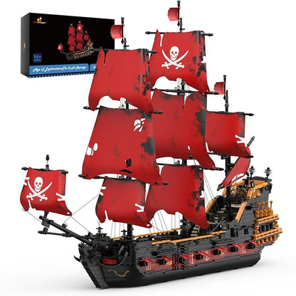 JMBricklayer Pirate Ship Building Sets for Adults 40107 Queen Anna's Revenge Pirate Ship Building Blocks Construction Set Ship Collection Display Office Room Decor Gifts for Kids Teens Boys 8+