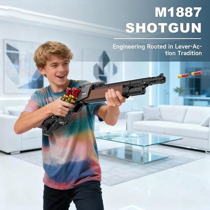 Sosuy Building Block Gun Sets M1887 1:1 DIY Shootable Shotgun Model Guns Toys for Adult Teen Boys Birthday for Men Kids Age 8+ Bricks Collection for Army Fan 1370PCS