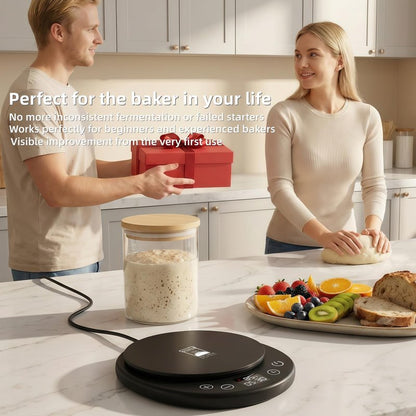 amhshkou Sourdough Starter Warmer - Professional 1°F Precision, 24H Auto Shutdown Timer, Delayed Start, 4.9" Surface for Perfect Fermentation (Black)