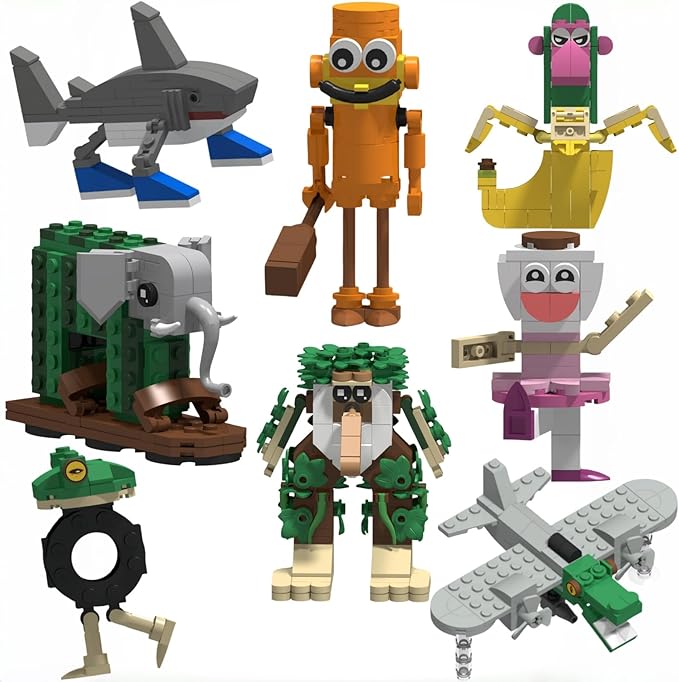 8 Pcs Italian Brainrot Action Building Blocks SetTralalero Tralala Collectible Figurines.Viral Desk Decor Giftfor Kids Boys Girls and Adults