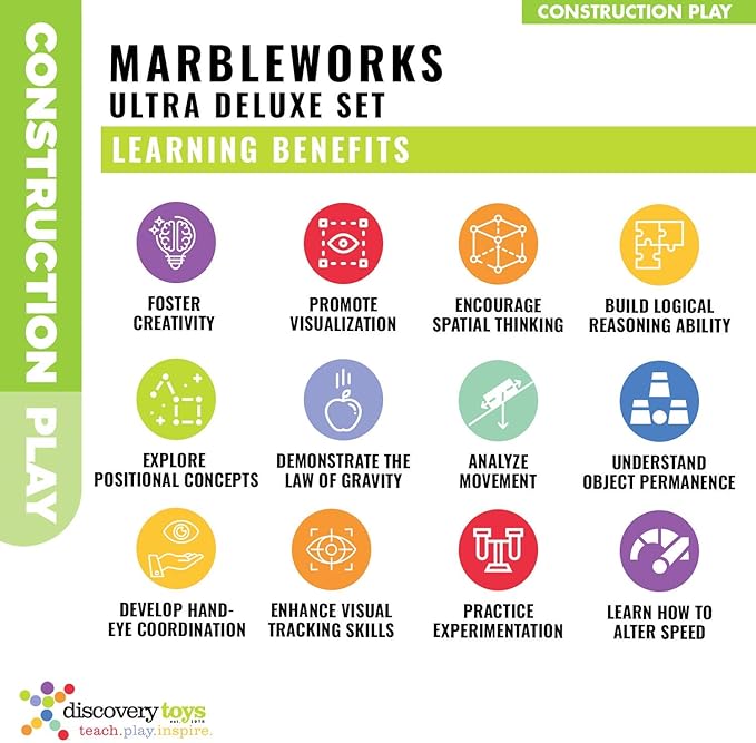 Discovery Toys MARBLEWORKS® Marble Run Ultra Deluxe Set | Kid-Powered Learning | STEM Educational Building Block Toy Learning &amp Childhood Development 5 Years Old and Up