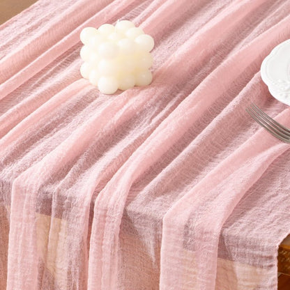Socomi Pink Gauze Summer Cheesecloth Table Runner Blush 120 Inch Rustic Boho Cheese Cloth Runner for Wedding Party Baby Bridal Shower Centerpiece Decor Holiday Home Decorations