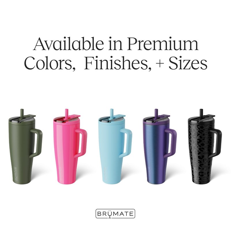 BrüMate Era Flip 40oz Tumbler with 100% Leakproof Covered Straw Lid | Hygienic Covered Straw | Insulated Stainless Steel Water Bottle with Handle | Cup Holder Friendly | BPA-Free (Glacier)