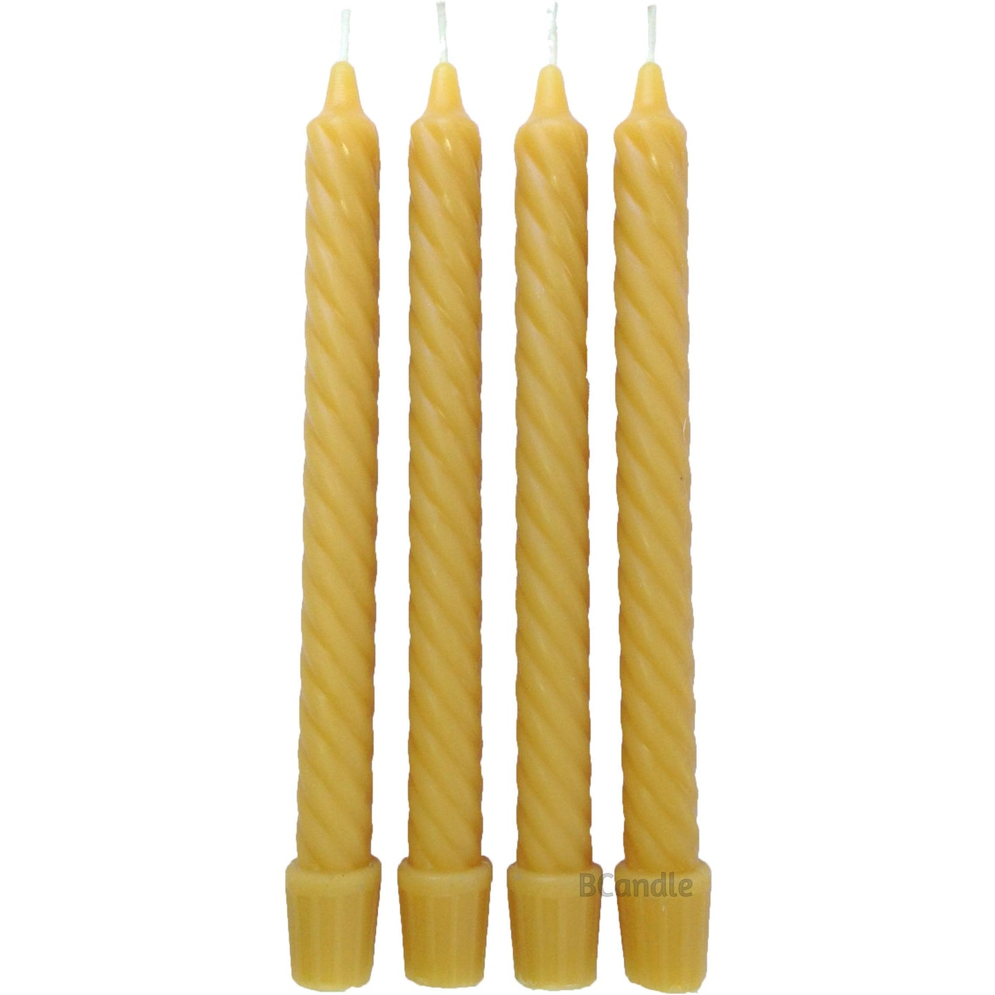 100% Beeswax Spiral Twist Taper Candles (Set of 4) Organic 8" H, 3/4" d