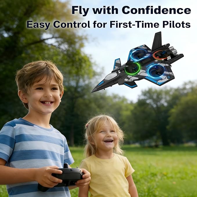 F47 RC Fighter Drone for Kids Remote Control Airplane with Altitude Hold RC Jet Drone Toy with LED Lights Easy to Fly RC Airplane for Beginners Boys Girls