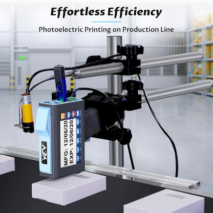 YEV Handheld Inkiet Printer VP127 Upgraded Enhanced 16-Hour Continuous Printing with Photoelectric Sensor for Batch Numbers, Logos, Serial Numbers, Barcodes, and QR Codes on Various Materials (Blue)