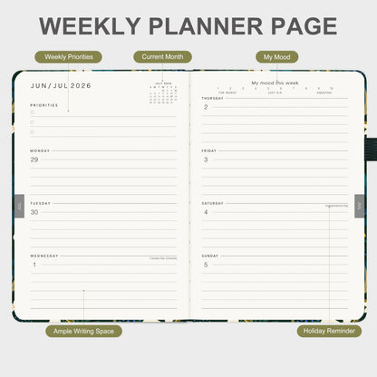 And Per Se Academic Planner 2026-2027 – Weekly & Monthly Planner, July 2026 to June 2027, A5 Leather Hardcover with Inner Pocket – Student & Teacher Organizer, 5.7" x 8"(Jungle Flora)