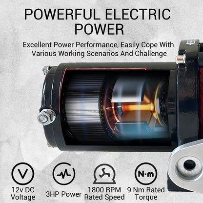 10,000LB Electric Vehicle Winch - 12V Electric Winch with Wireless Remote, 85Ft Synthetic Rope & IP67 Waterproof Design - Heavy Duty Off-Road Winch for Wrangler, UTV, ATV, Trucks