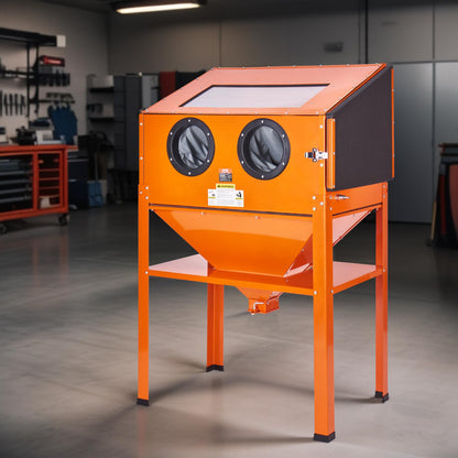 60 Gallon Sandblasting Cabinet, 40-120PSI Sand Blasting Cabinet with Stand, Heavy Duty Steel Sand Blaster with Blasting Gun & 4 Ceramic Nozzles for Paint, Stain, Rust Removal