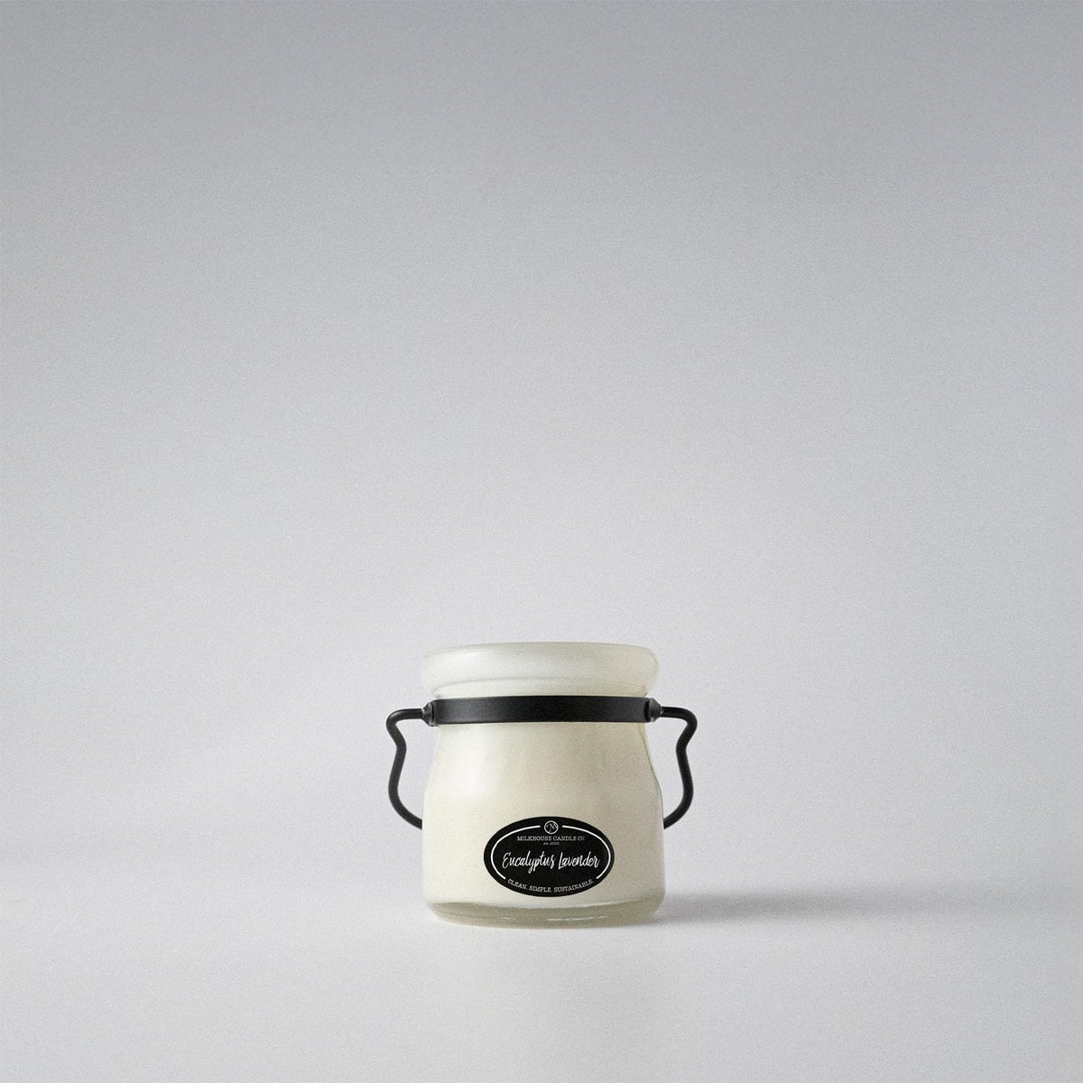 Milkhouse Candle Company Eucalyptus Lavender Soy Candle - Lavender | Eucalyptus | Soft Spice Scented - 5 oz Cream Jar with Black Lid, 35+ Hour Burn Time, Made in the USA