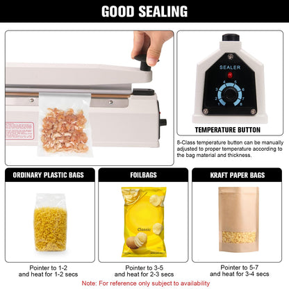 SYAMZZMS 20-Inch Impulse Bag Sealer Heavy Duty Manual Heat Sealing Machine with 15 Replacement Heating Elements Teflon Strips, 500mm Commercial Industrial Poly Bag Sealer for Plastic Mylar Bags