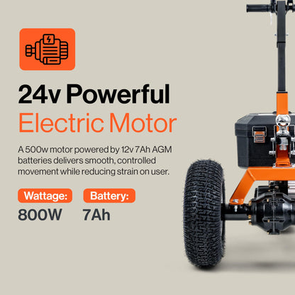 SuperHandy Electric Trailer Dolly – 24V 7Ah Sealed Lead Acid AGM Batteries 800W Heavy Duty Motor, 2" Ball Mount, Adjustable Thumb Throttle, Reverse/Drive Switch (3 Wheel, 2800 lb)