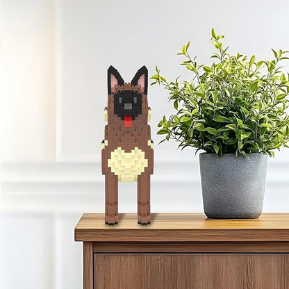 Larcele Micro Building Blocks Set DIY Mini Building Toy Bricks for Age Over 12 Years 1254 Pieces KLJM-02 (German Shepherd Dog)