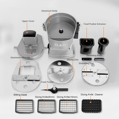 CUKO 4-in-1 Electric Vegetable Chopper, 200W Multifunctional Food Processor, Electric Vegetable Slicer & Dicer with Slicing Shredding Dicing Striping for Home & Commercial Use