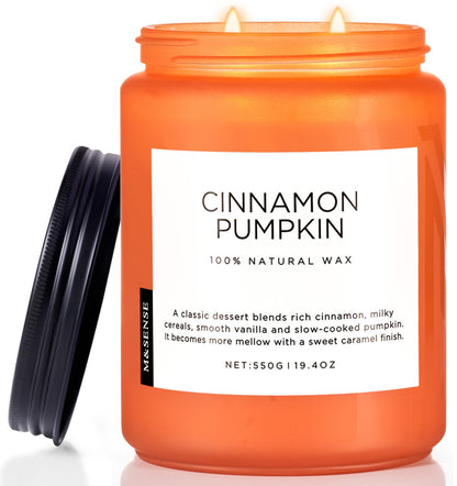 M&SENSE Ceylon Cinnamon Pumpkin Scented Candles, Soy Natural Candles 110 Hours Long Lasting Slow Burning Candle for Easter Holiday Gifts