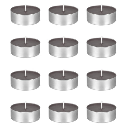 Mega Candles 12 pcs Unscented Oversize Dary Gray Tea Lights Candles, Pressed Wax Candle 12 Hour Burn Time, Home Décor, Wedding Receptions, Occasions, Events, Meditations, Tranquility, Spa