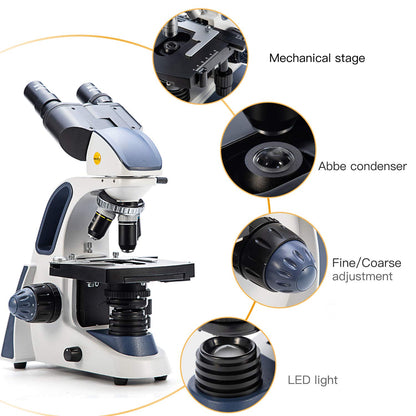 SWIFT SW380B 40X-2500X Magnification, Research-Grade Binocular Compound Lab Microscope, Mechanical Stage, with 5.0 mp Camera and Software Windows/Mac Compatible and 100pcs Blank Slides