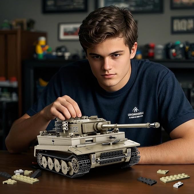 Reobrix Tiger I Tank Building Block Set for AdultWW2 Military German Tank Model SetWorld of Tanks Authorized Products 77031Army Toys Building KitIdeal Gift for Boys Age 14+1138 PCS