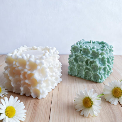 Wehous Unique Flower Candle Molds for Candle Making, 3D Square Hydrangea Flower Silicone Molds for Resin Candle Soap Wax, Floral Silicone Fondant Chocolate Cake Decor Molds DIY Craft Home Decor
