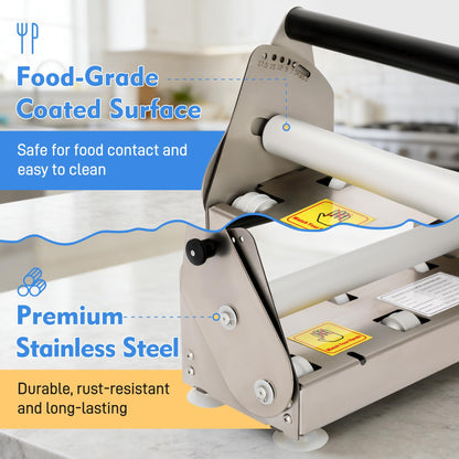 12" Folding Manual Dough Sheeter with 2 Rolling Boards, Adjustable Thickness Dough Rolling Machine, Compact Stainless Steel Dough Sheeter for Pizza, Pastry, Pasta, Fondant, Cookie Dough & Home Baking