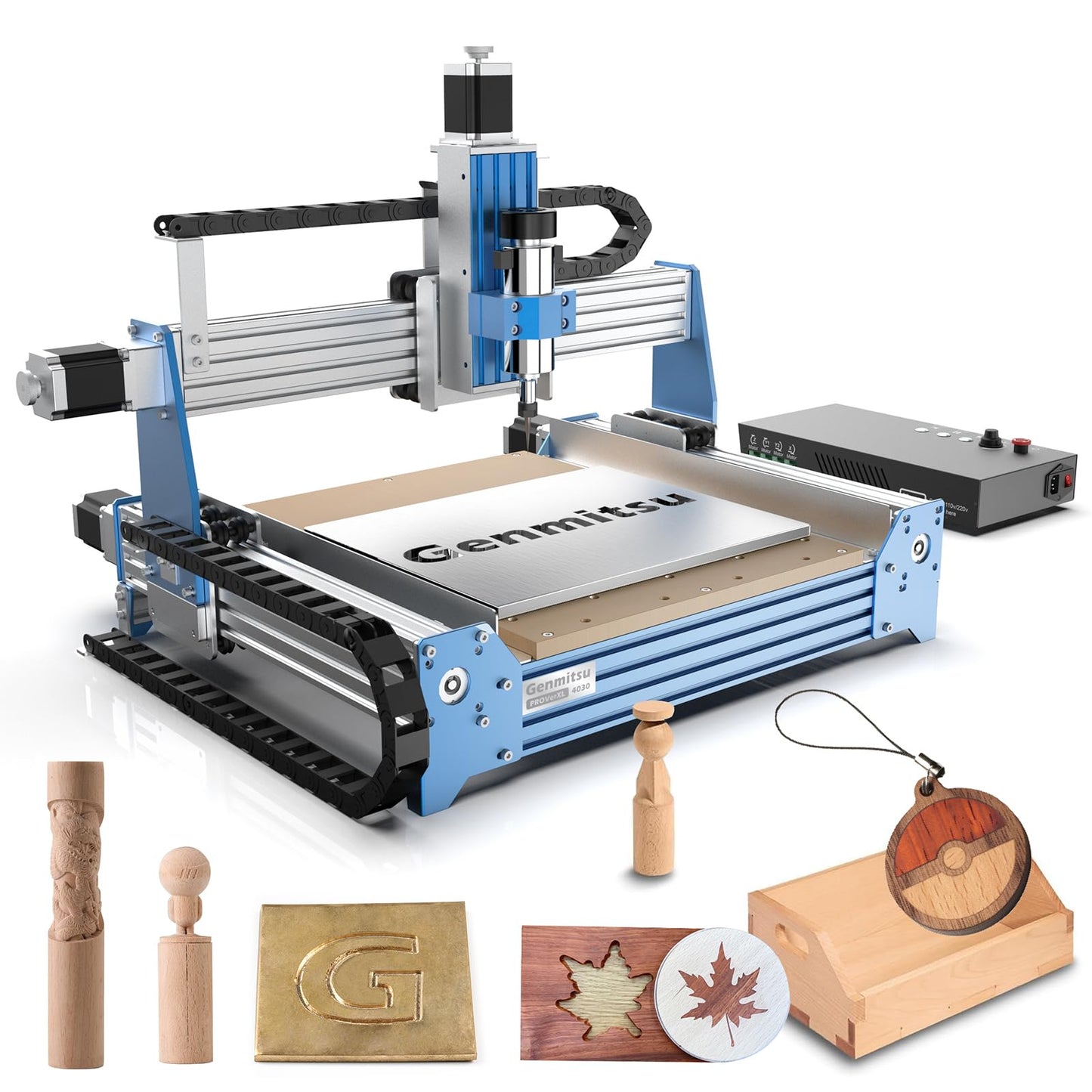 Genmitsu CNC Router Machine PROVerXL 4030+FL55P Laser Module Kit for Wood Metal Acrylic MDF Carving Arts Crafts DIY Design, 3 Axis Milling Cutting Engraving Machine