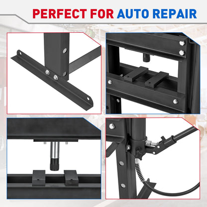 10T Hydraulic Press, 10 Ton H-Frame Garage Hydraulic Shop Press with Pressure Gauge, Adjustable Hydraulic Press with Plates, Black
