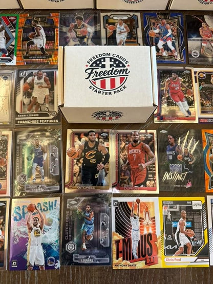 Freedom Cards Basketball Cards Starter Pack - 100 Assorted NBA Trading Cards with Veterans Stars and Rookies