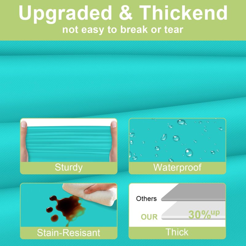 QIKSION Teal Plastic Table Cloth Disposable 3 Pack, 54 x 108 Inch Tablecloths for Easter Party, Summer, Turquoise Rectangle Table Cover