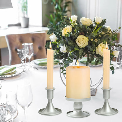 Unity Candle Holder - Unity Candle Holders for Weddings, Metal Unity Candlestick Holder Set of 3, Decorative Unity Candle Stand for Wedding Ceremony Table Centerpiece Decoration Gift (Silver)